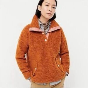 Jcrew Women's Orange Fleece Jacket